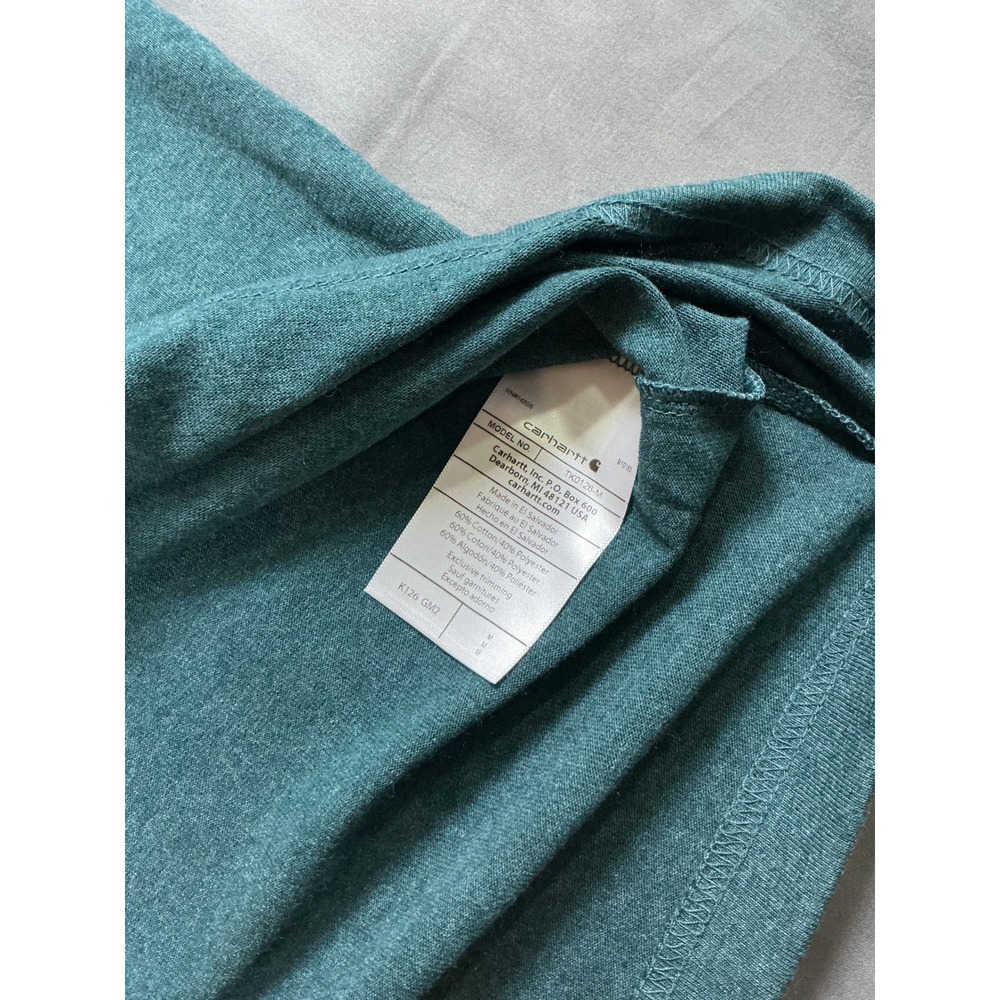 Carhartt Mens Loose Fit Heavyweight Long-Sleeve Pocket T-Shirt Green M K126-GM2 - Picture 9 of 12
